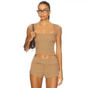 superdown Agnes Top in Camel Stripe