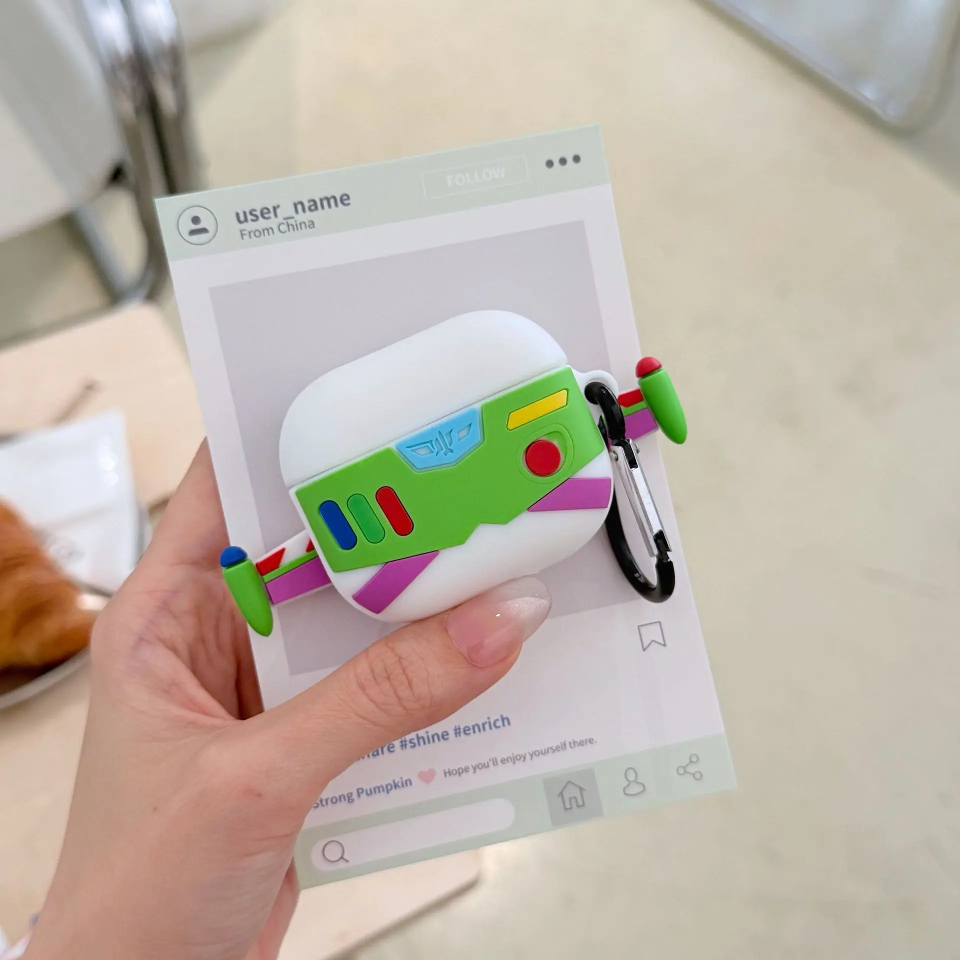 1 Buzz Lightyear drone headphone case,Cute wireless Bluetooth earphone Earbuds case, drop resistant, durable, stylish and protection accessory, suitable for AirPods 1/2/3/4/pro/pro2(Different models may have different shapes)