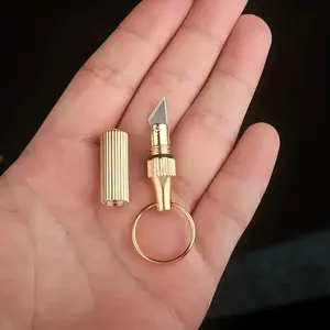 Precision Mini Utility Keychain – Compact Pocket Cutter with Hidden Blade & Gold Metal Body