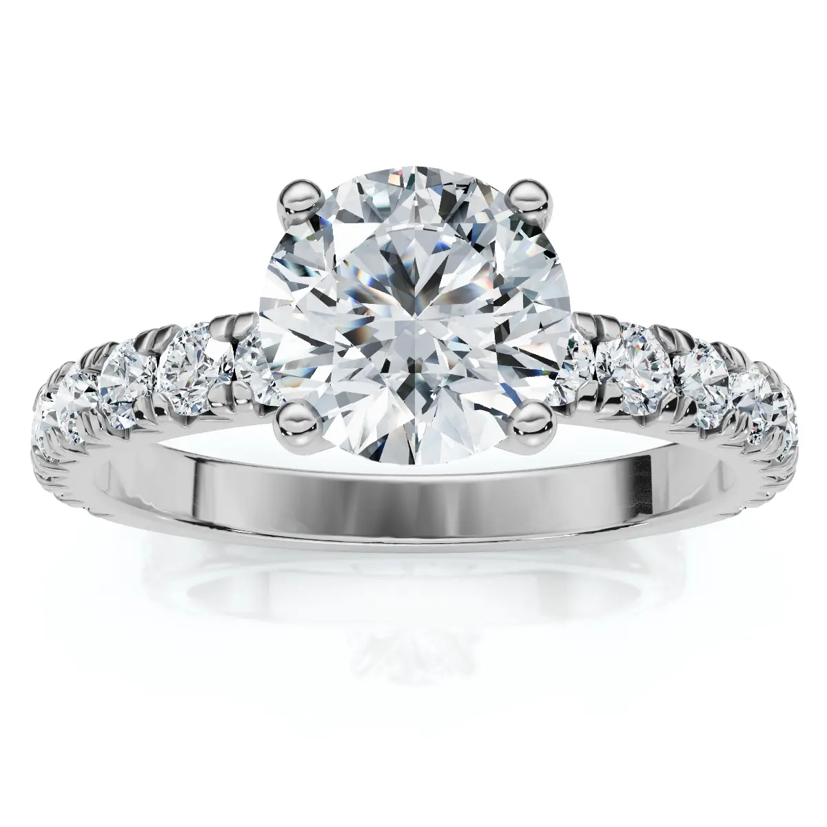 1 Ct Diamond Round Cut Engagement Ring Single Row 10k White Gold