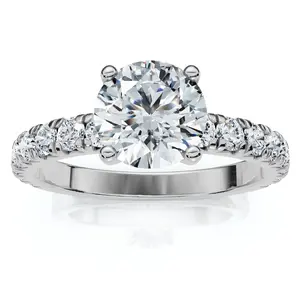 1 Ct Diamond Round Cut Engagement Ring Single Row 10k White Gold
