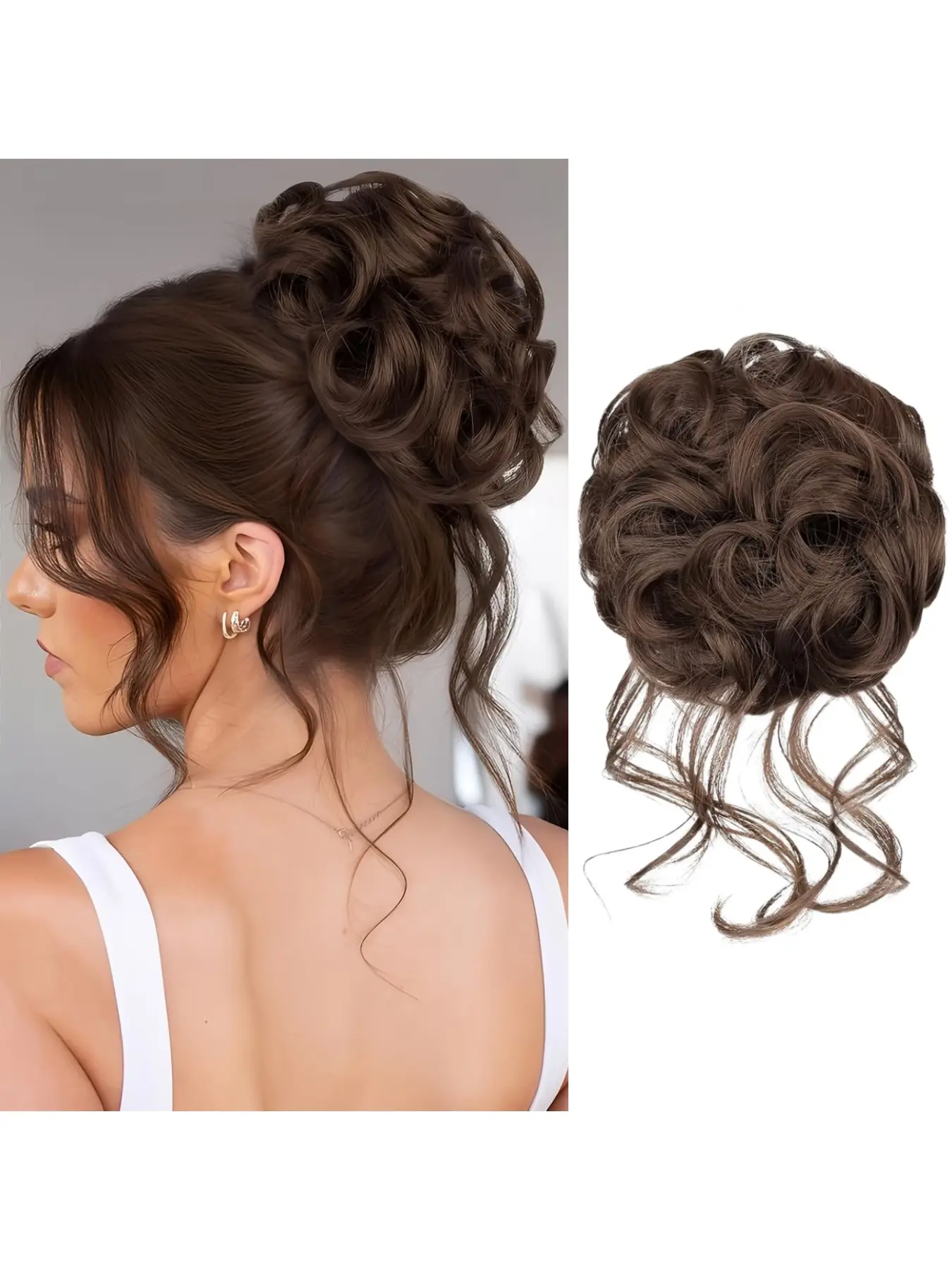 Women's Bob Wigs Scrunchies, Coily Hair Curl Elastic Bands, Daily & Wedding Wear, All-Season Accessory, Perfect for Everyday Use, Synthetic Hairpieces, Curly Synthetic Hairpiece