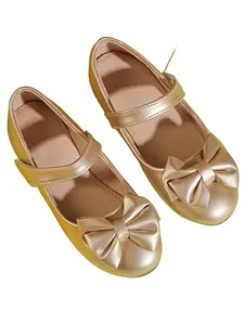 Girls' Princess Mary Jane Shoes, Round Toe Flats, Bow Decor Soft Sole Anti-Slip Leather, Party Wedding Performance Shoes, Christmas