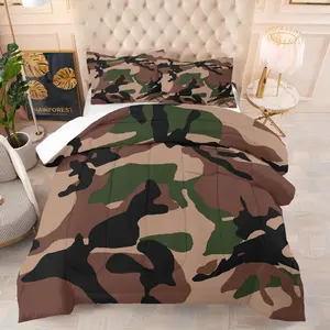 Camouflage Bedding Set, Includes Quilt and Pillowcases, Soft Bedroom Decor for Kids & Adults, 2 or 3 Pieces