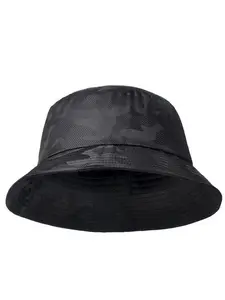 Unisex Camo Fishing Bucket Hat, Asymmetrical Design, Fitted Woven Fabric, Casual Outdoor Sun Protection Cap for Spring & Fall