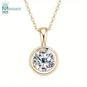 Luxurious S925 Sterling Silver Moissanite Pendant Necklace - Exquisite Fashion Design, Hypoallergenic, Nickel-Free, Durable, Perfect for Valentine's Day, Engagement, Birthday, Anniversary, and Gift-Giving Occasions