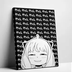 Funny Anime Meme Canvas Wall Art - Smug Face Girl Heh Unframed Canvas Painting, Humorous Manga Character Poster Print for Teens Bedroom Game Room Decor