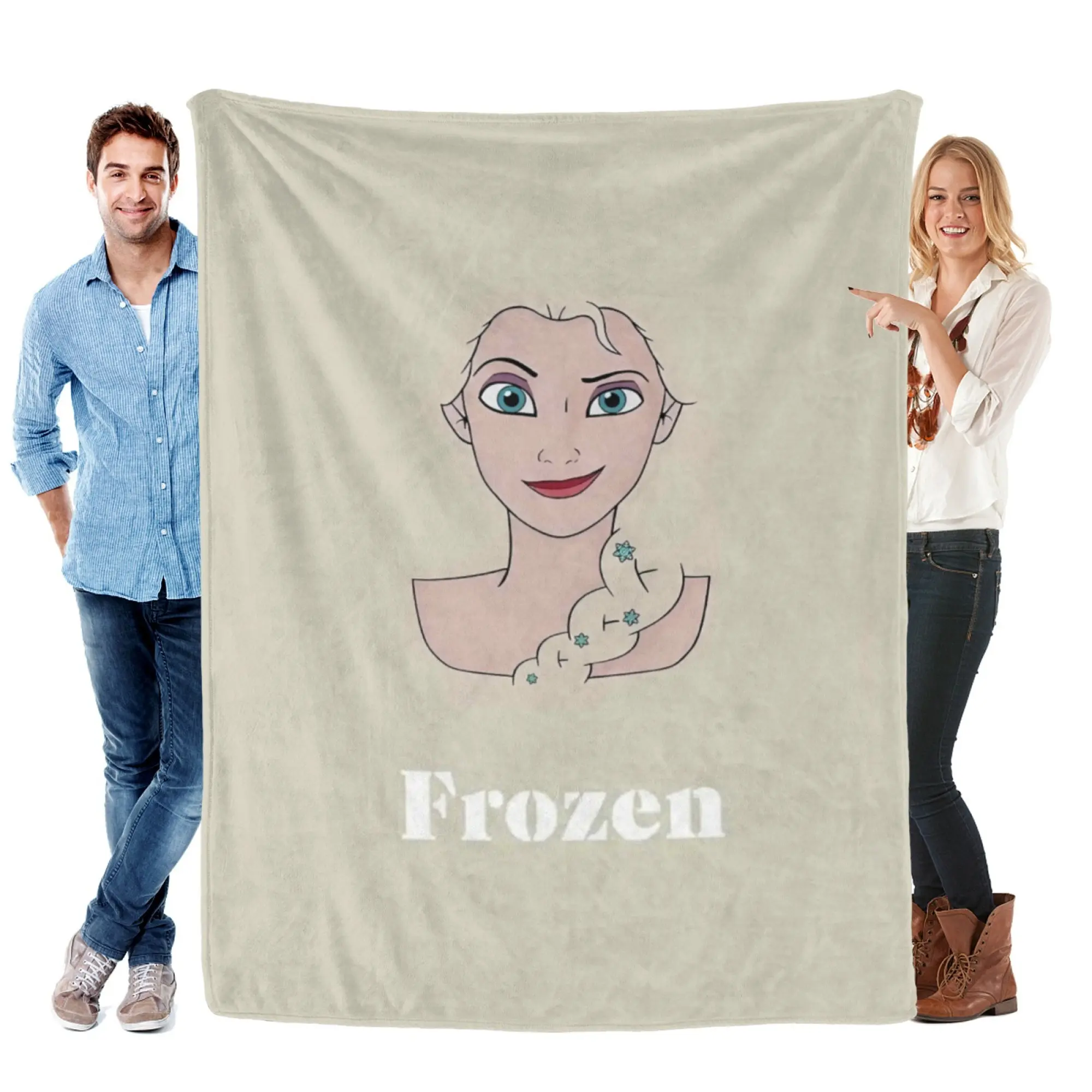 [SummerVibes] DISNEY CLASSIC Frozen Elsa Soft Flannel Blanket, Minimalist 2D Print Cozy Throw, Office Nap, Home Decor & Outdoor Sports Multi-Purpose
