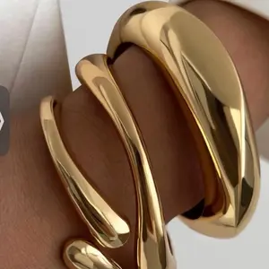 Chunky gold bangle bracelet