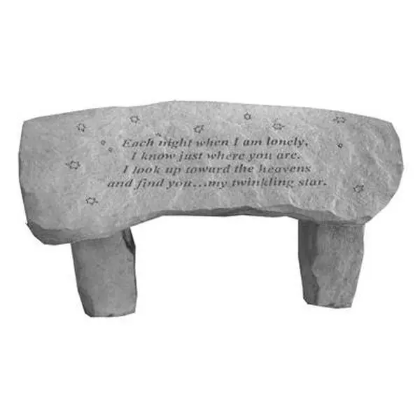 Kay Berry 37520 Personalized Stones Small Bench - "Each Night When I Am Lonely", Weatherproof Outdoor Furniture, 12x29x14.5in, 54lbs, Guaranteed to Last a Lifetime, Hanger Cast Into the Backs