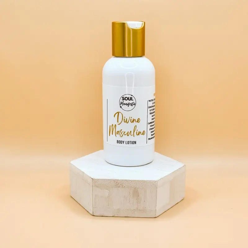 SOUL Manifesta Divine Masculine Body Lotion 4oz - Hydrating Lotion with Frankincense Fragrance, Nourishing Formula for Deep Hydration body balm Moisturizer Evening Skincare Smooth Silky Moisture Moisturizing Scented butter nourish your new creams