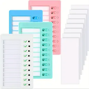 1pcs Good Habit Check-in Tool, with 20 removable cards for daily household planning using plastic checklist paper.
