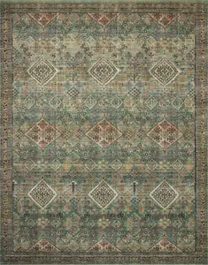 Magnolia Home by Joanna Gaines x Loloi Sinclair SIN-03 Turquoise Multi Machine Washable Power Loomed Rug