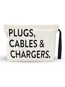 “Plugs, Cables & Chargers Canvas Pouch – Versatile Storage for Charging Accessories, Cosmetics, Snacks, Small Tools & Miscellaneous Essentials | Thoughtful Gift for Friends, Colleagues, Partners, Self, Loved Ones | Perfect for Birthdays, Christmas, Valent