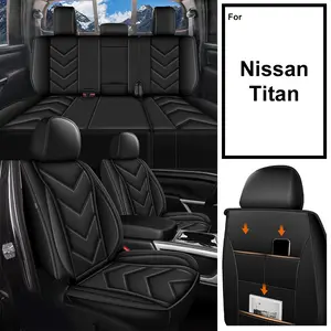 For Nissan Titan 2017 2018 2019 2020 2021 2022 2023 2024 2025 2026 Custom Car 5-Seat Covers Full Set Waterproof Fuax Leather Full Coverage Front & Rear Full Set All inclusive Customed Car Cushions