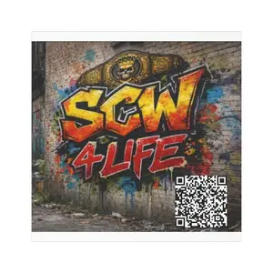Square Car Magnet - 'SCW 4LIFE' Graffiti Logo with QR Code | Urban Street Art Magnet for Cars