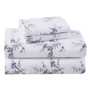 Laura Ashley Jessika Purple Twin Flannel SheetSet