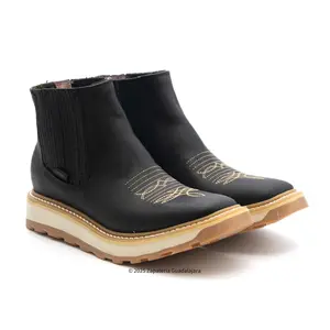 6" WIDE SQUARE SOFT TOE DOUBLE DENSITY SOLE GRASSO BLACK PULL UP LEATHER WORK BOOT-1701