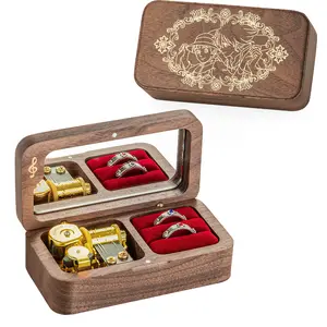 Merry Go Round of Life Music Box with Adjustable Rings, Wind up Wedding Ring Musical Boxes Gifts for Anniversary Birthday Christmas