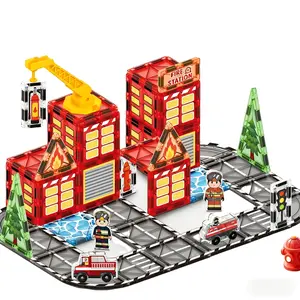 deAO Magnetic Tiles for Kids Ages 4-8, Magnetic Blocks with Construction, Fire Fighting, Road, Engineering, Crane and Truck Themes, Magnet Toys Classroom Travel STEM Birthday Gifts for Boys #SummerVibes