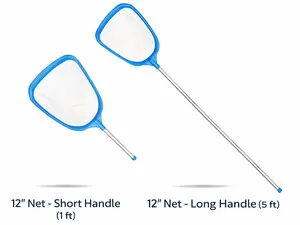 Pool Skimmer Net with Aluminum Pole, Fine Mesh Leaf Cleaner for Hot Tub & Small Pools, Lightweight Debris Cleaning Tool