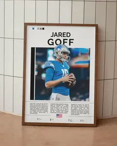 [Sale Off To 40%] [UNFRAMED] Jared Goff Detroit Lions Poster, Football Sports Wall Art Decor