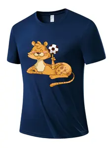 Men's Europa Football Print Short Sleeve Top, Sporty Slim-Fitting Design, Daily Wear & Outdoor Sports, Hidden Pattern Style