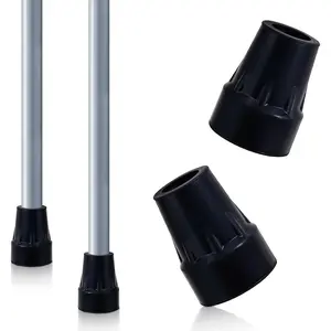 3/4 Inch Heavy Duty Walking Cane Tips - Durable Black Rubber Replacement for Stability & Safety (2 Pack)