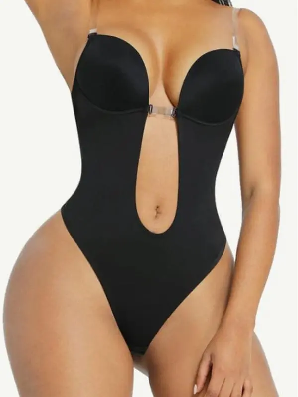 Mya (High Waist Tummy Control Bodysuit with Nubuck Shoulder Straps)