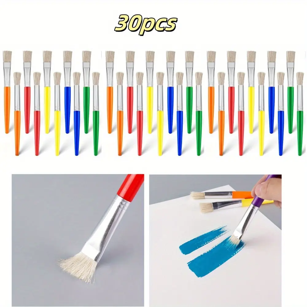 30Pcs Paint Brushes Set with Jumbo Round Watercolor and Large Flat Craft Brushes for Birthday Parties, Painting Party, Art Party and Perfect Gift