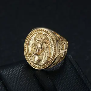 2025 Retro new cool HIPHOP Ring Titanium steel Jesus Cross for men ring gift