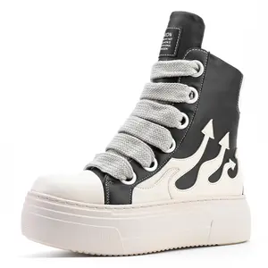 Men's high-top, thick-soled shoelaces are casual, fashionable, flaming shoes and comfortable sneakers