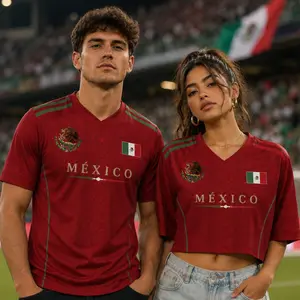 Matching Custom Mexico Soccer Red Jersey for Couples, Personalized Name and Number Football Shirt, Mexico Fan Jersey, Custom Couple Gift