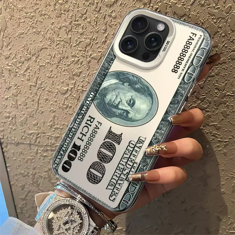 US dollar bill phone case for iPhone 16 Pro Max 15 Plus 16E 14 13 12 11 XR XS US dollar bill Pattern Matte ,Birthday gifts, queue gifts, weekend