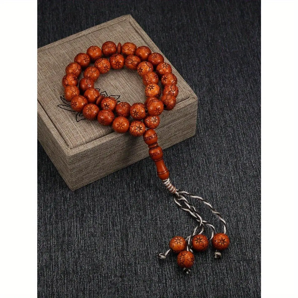 1 Pc Exquisite Carved Pattern Acrylic Bead Bracelet, Suitable for Ramadan and Worship Jewelry, Suitable As A Gift for Men and Wome Prayer Islamic Muslim