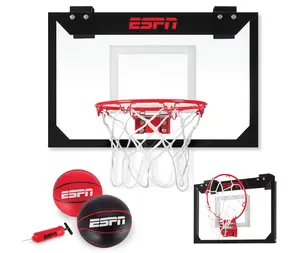 ESPN Mini Basketball Hoop, Over The Door Basketball Hoop with Foldable Breakaway Rim, Includes 2 Mini Basketballs and Pump