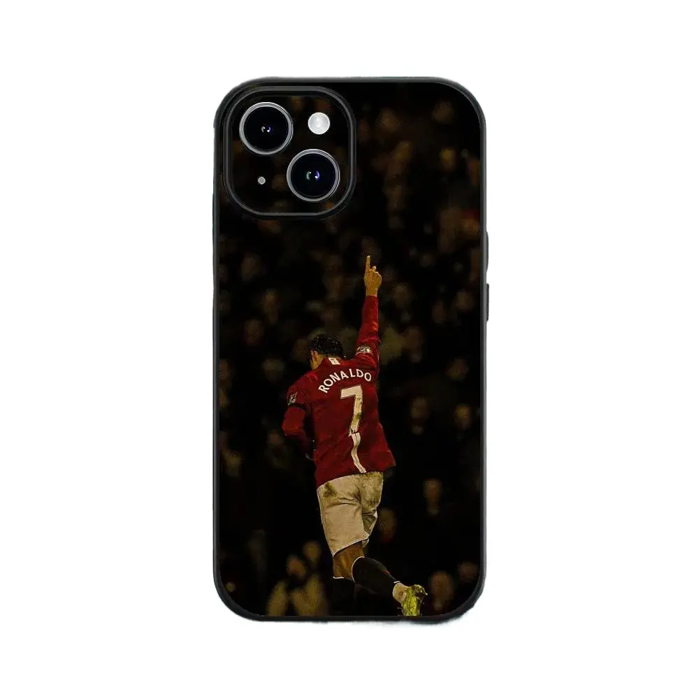 CR7 Ronaldo 7 Football Star Pattern Liquid Smartphone Case - Black Soft Casing, Cellphone Cover Accessory Compatible with iPhone 12,13,14,15,16,17, Protection, Accessories