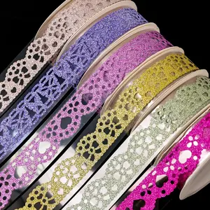 Decorative Washi Tape Set - 6Rolls Glitter Lace Washi Tape for Card Making Supplies, Scrapbook Craft Supplies, Aesthetic Journaling, DIY Craft Projects Gift Wrapping