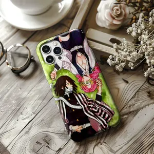 Obanai & Mitsuri Demon Slayer Couple Tough Case, Anime Love Hashira & Serpent Hashira Cover Phone Case, Anime Manga Otaku Gift, Anime Tanjiro Demon Form Phone Cover for iP 17,16,15,14,13,12,11 Pro Max SS23,24,25 Ultra