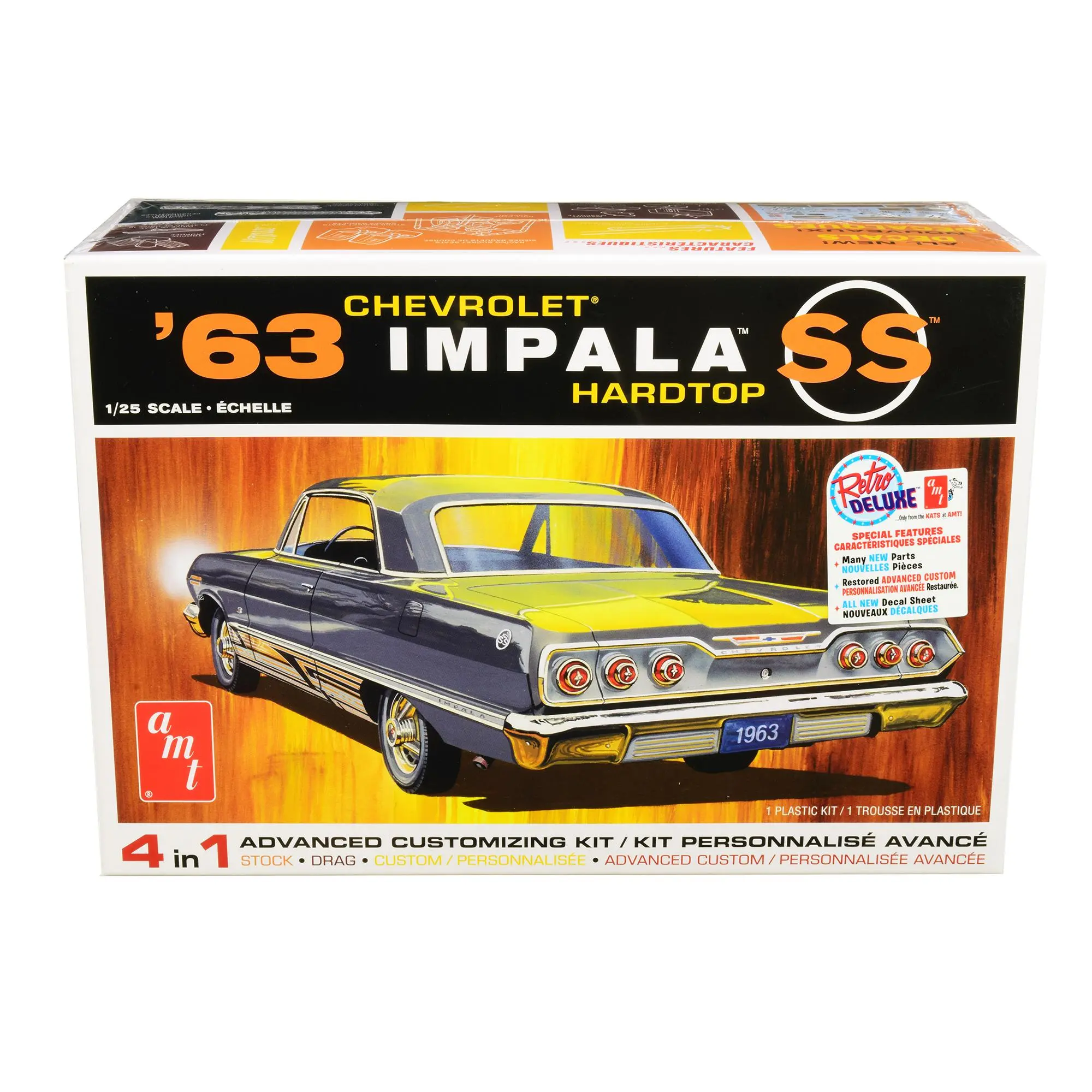 Skill 2 Model Kit 1963 Chevrolet Impala SS Hardtop 4 in 1 Kit 1/25 Scale Model by AMT