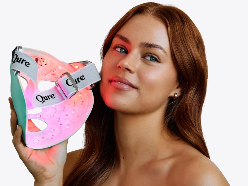 Qure LED Light Therapy Mask for Face - FDA Cleared for Wrinkles & Acne Treatment with 3 Modes, 5 Facial Areas &  5 Lights: Red, Deep-Red, Blue, Amber & Infrared, 3-Min Daily, Eye-Protection, Smart App