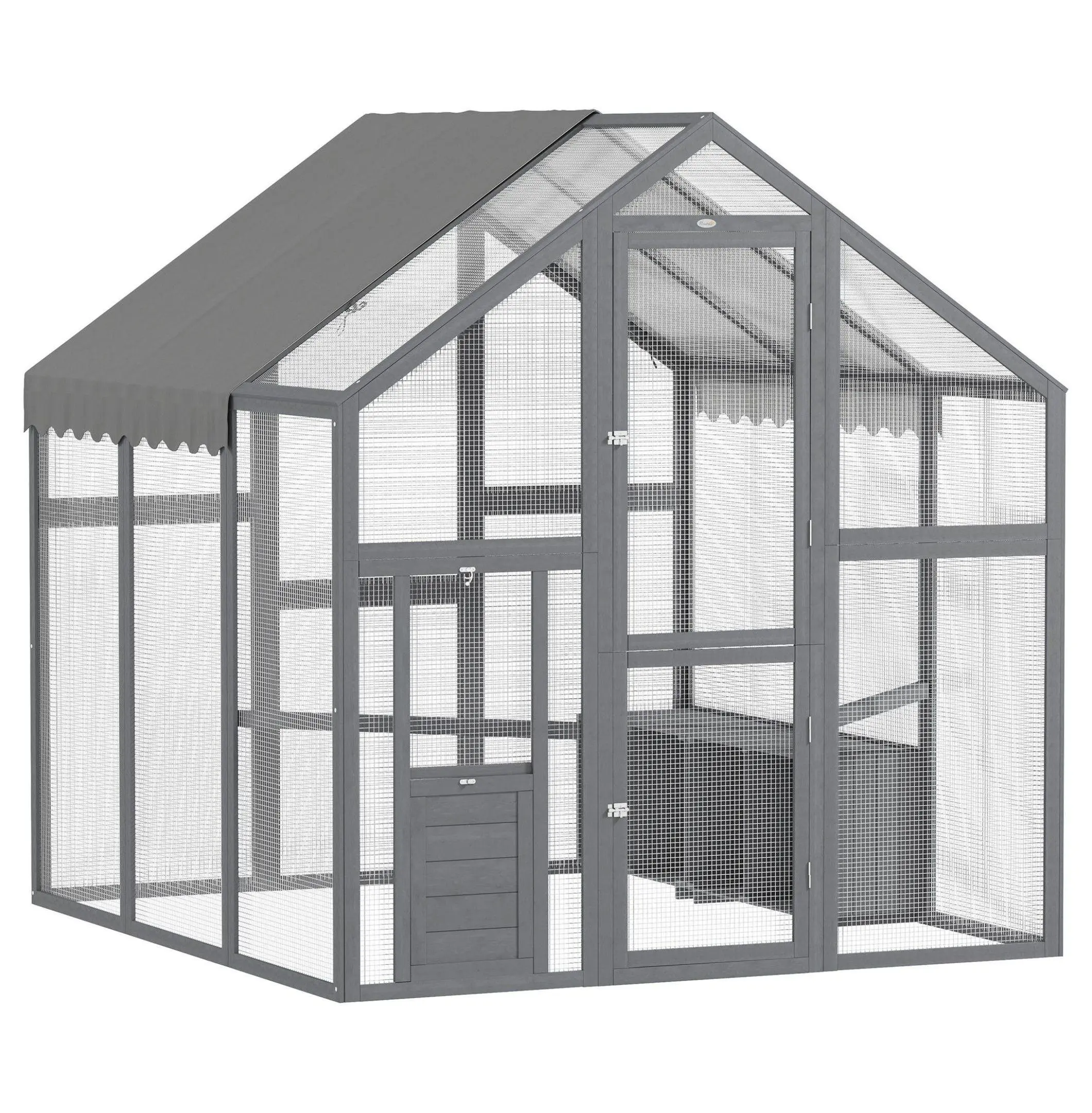 Chicken Run for 6-8 Chickens, Large Wooden Coop with Cover, Backyard Poultry Pen 5.5'x6'x6', Safe & Spacious default