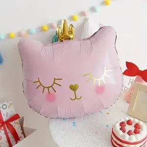 Crown Cat Design Balloon, 1 Count Cute Crown Cat Aluminum Foil Balloon, Party Decoration Supplies for Wedding Birthday Anniversary
