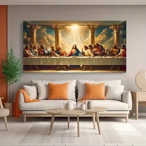 Canvas Painting plane Leonardo Da Vinci's The Last Supper reproduction Christian Jesus Christ and His Disciples Modern Classic Religious canvas Print Wrapped in canvas