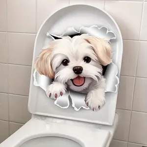 Self-Adhesive Dog Toilet Sticker, Multifunctional Wall Decal for Bathroom, Door, Fridge, Window, and Toilet, Easy to Use, Bathroom Decorations