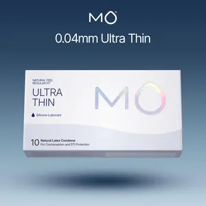 MO Ultra Thin 0.04mm Condoms, pH-Balanced for Sensitive Skin, Natural Latex, 10 Count