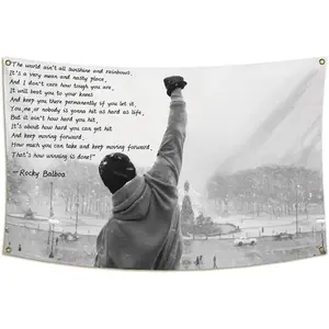 Rocky Balboa Sunshine and Rainbows Quote Motivational Inspirational Flag Banner 3x5Ft Banner For College Dorm Room Man Cave Frat Wall Outdoor Dec, Multi