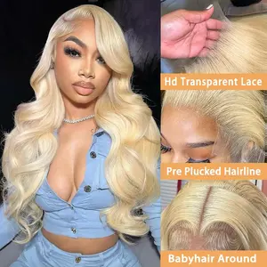 GK 613 Lace Front Wig Human Hair 13x6 Transparent Lace Blonde Lace Front Wigs 613 Body Wave Lace Front Wigs Human Hair Pre Plucked 613 HD Lace Frontal Wig 200% Density