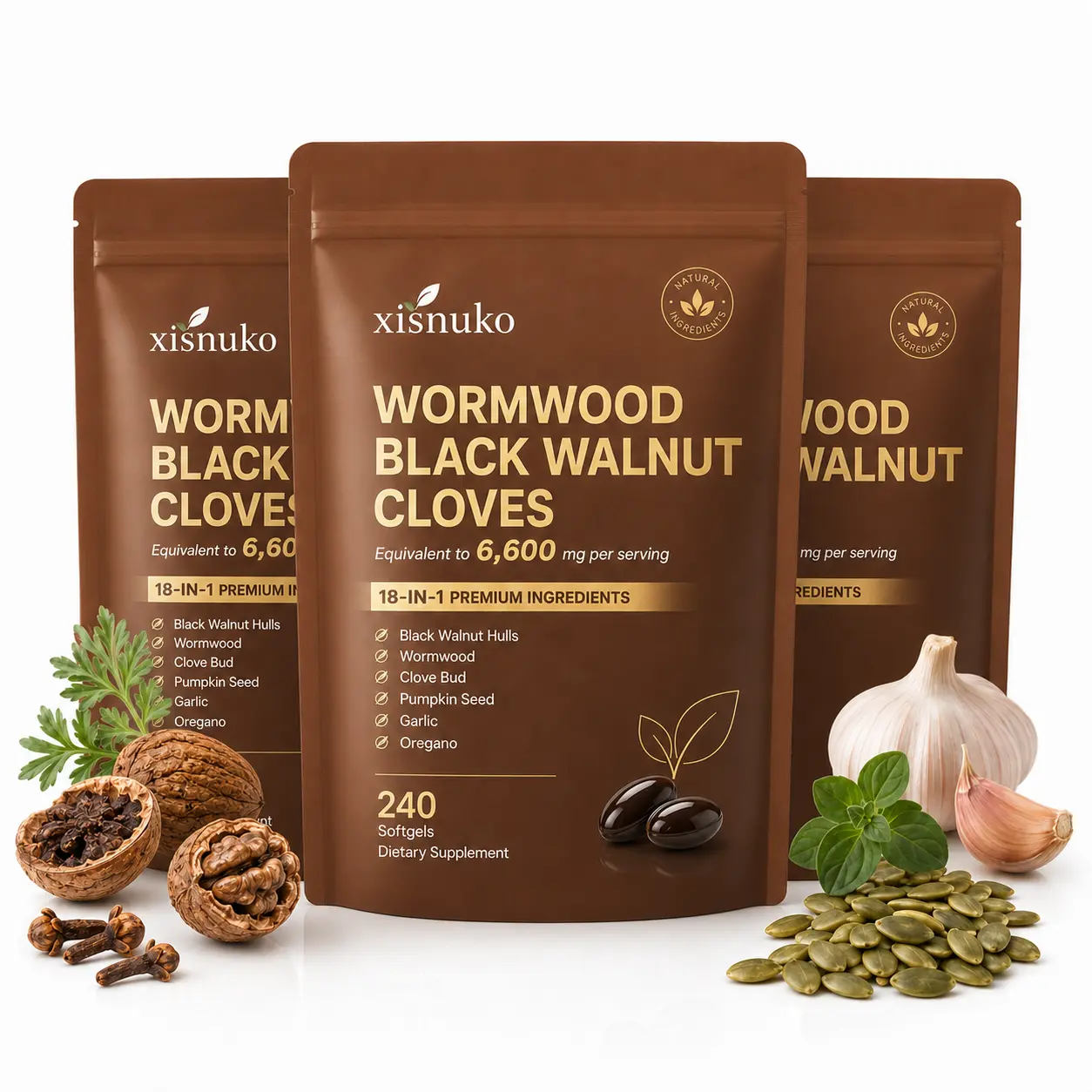 Wormwood Black Walnut Cloves Capsules - Natural Parasite Cleanse, Gut Health Support, Immune & Metabolism Boost - 240 Count Wellness Supplement