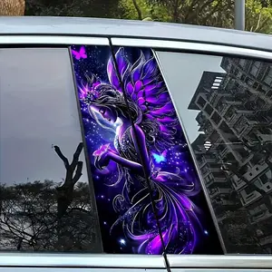 Magical Purple Butterfly Fairy Car B Pillar Sticker, Car Window Pillar Modification Decal, Fairycore Car Decal